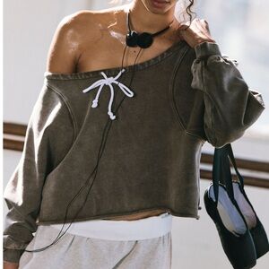 Free People Movement For The Win Off The Shoulder Sweatshirt top